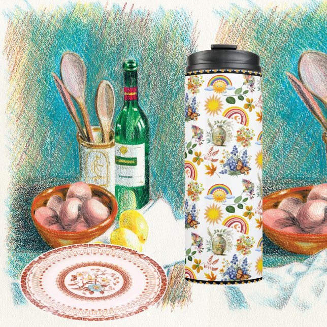 Spring Garden Butterfly Rainbow Sunshine Greenery  Thermal Tumbler (Spring Garden Butterfly Rainbow Sunshine Greenery Thermal Tumbler)