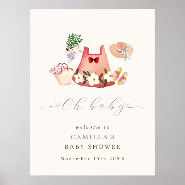 Spring Garden Clothes Baby Shower Welcome Sign  (Front)