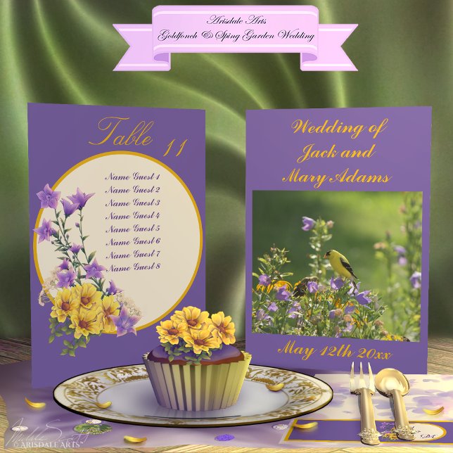 Spring Garden Collection Cream Table Number (Spring into your wedding with Arisdale Arts Goldfinch Garden and Spring Garden Collection set.)