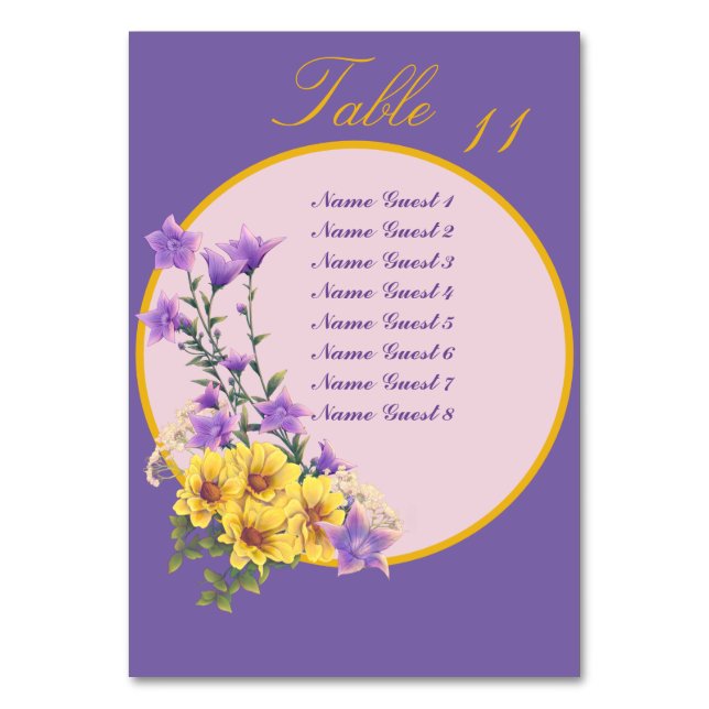 Spring Garden Collection  Table Number (Front)