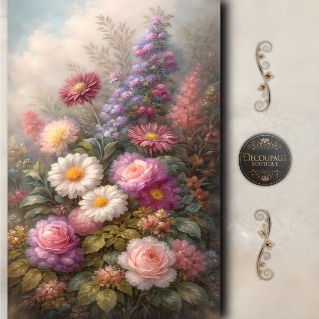 Spring Garden Daisy Rose Decoupage Tissue Paper (Spring Garden Daisy Rose Decoupage Tissue Paper)