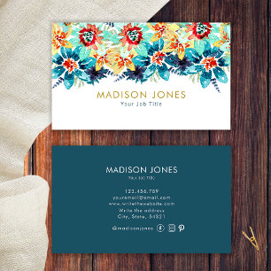 Spring Garden Elegant Unique Watercolor Floral Business Card