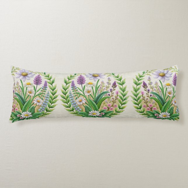 Spring Garden Embroidery Pillow Design Chamomile (Front)