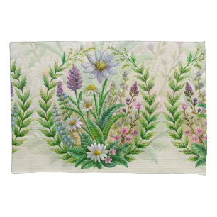 Spring Garden Embroidery Pillow Design Chamomile Pillowcase