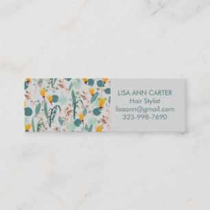 Spring Garden Floral Botanical Pattern Soft Gray Mini Business Card