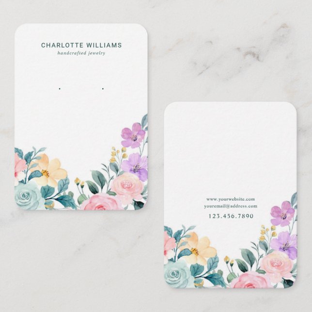 Spring Garden Floral Jewellery Display Card (Front/Back)