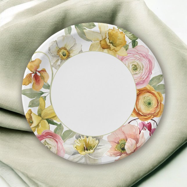 Spring Garden Floral Stylish Party Paper Plate (Creator Uploaded)