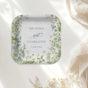 Spring Garden Floral Wedding Paper Plates