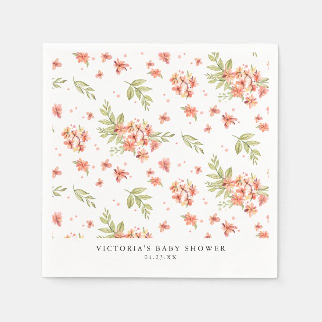 Spring Garden Florals | Watercolor Baby Shower Napkin (Front)