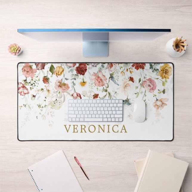 Spring Garden Flowers Custom Name Office  Desk Mat (Office 1)