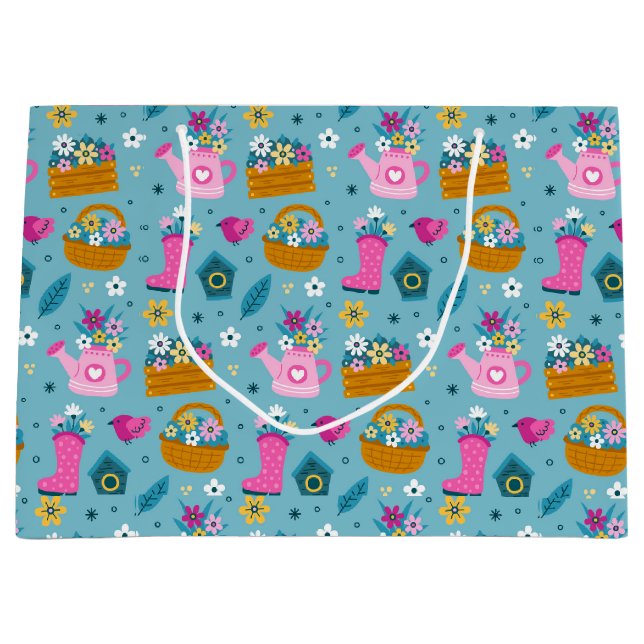 Spring Garden Flowers Large Gift Bag (Front)