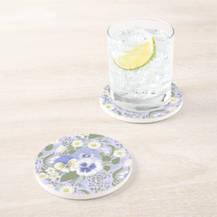 Spring Garden flowers on lavender Coaster