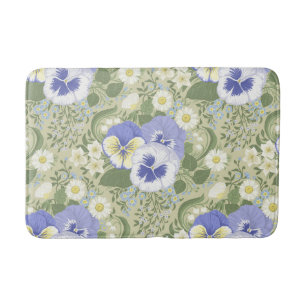 Spring Garden flowers on sage Bath Mat