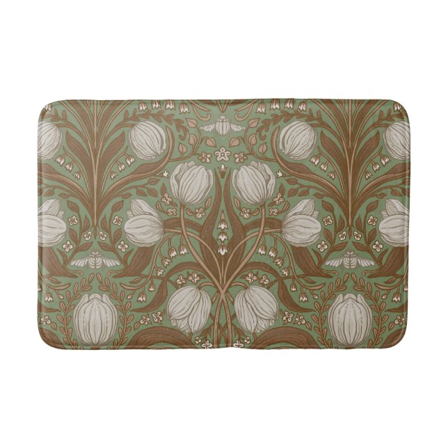 Spring Garden flowers on sage Bath Mat (Front)