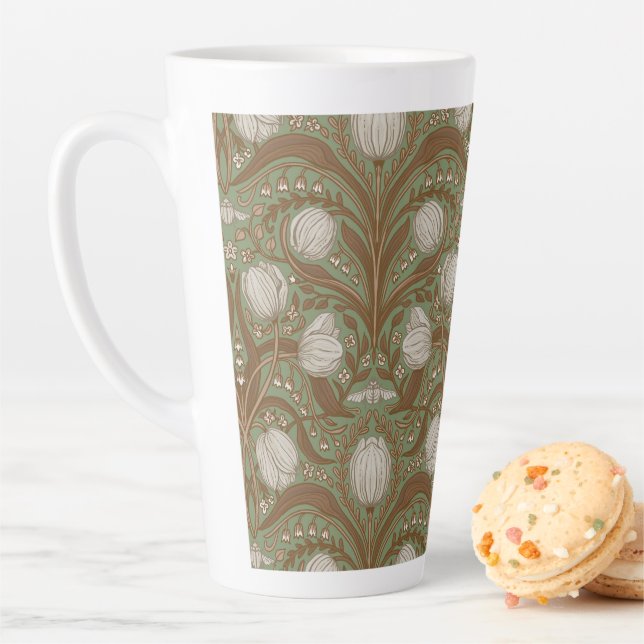 Spring Garden flowers on sage Latte Mug (In Situ)