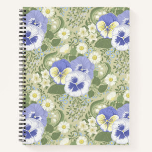 Spring Garden flowers on sage Notebook