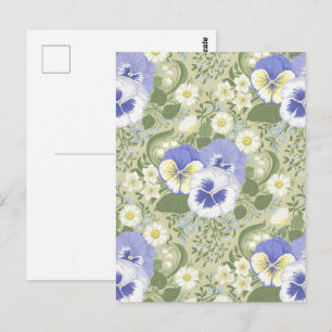 Spring Garden flowers on sage Postcard