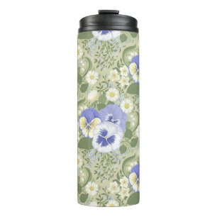 Spring Garden flowers on sage Thermal Tumbler