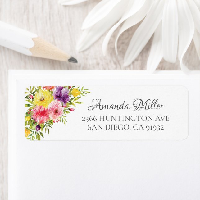 Spring Garden Flowers Return Address Label (Insitu)