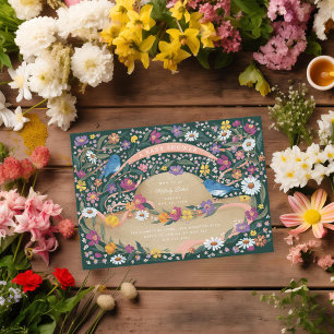 Spring Garden Flowers Sun Hat Baby Shower Invitation