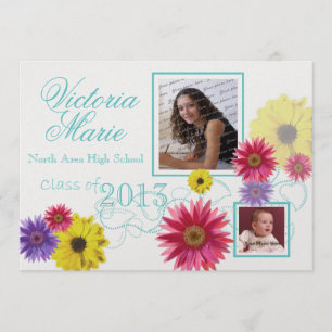Spring Garden Graduation Twin Photo Invitation