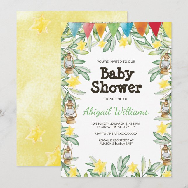 Spring Garden Greenery Baby Shower Invitation (Front/Back)