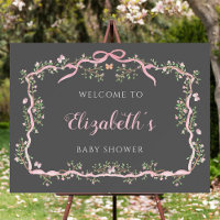 Spring Garden Grey & Pink Baby Shower Welcome