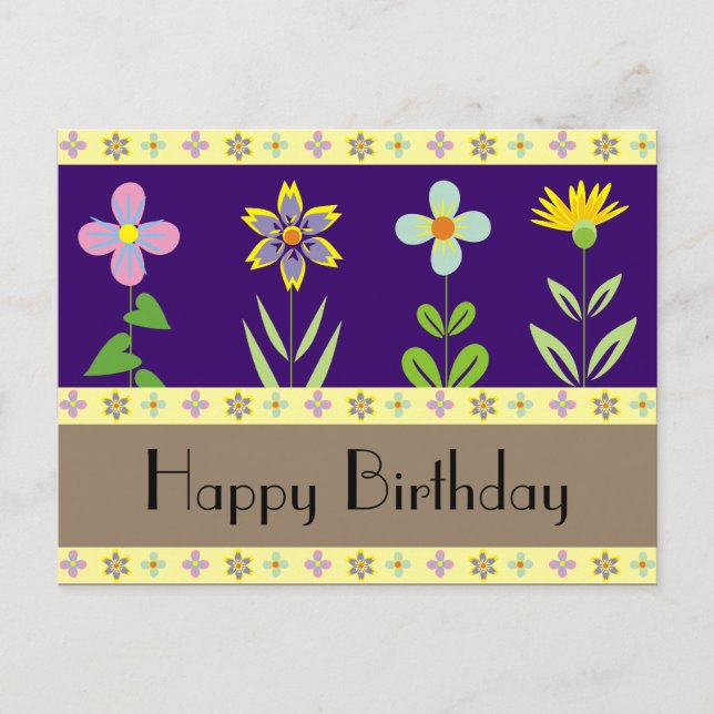 Spring Garden Happy Birthday Postcards (Front)