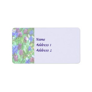 Spring Garden in Shades of Purple Wedding Products Label