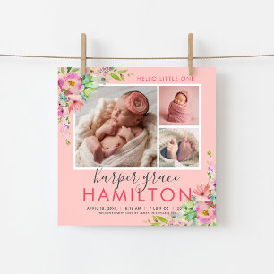 Spring Garden Magnetic Photo Birth Announcement
