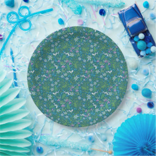 Spring Garden Mother's Day Blue Purple White Paper Plate