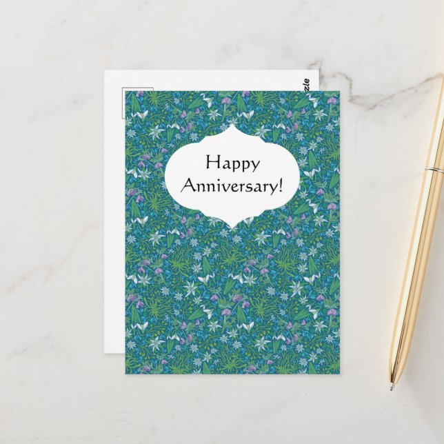 Spring Garden Mother's Day Blue Purple White Postcard (Front/Back In Situ)