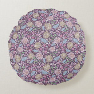 Spring Garden Mother's Day Chrysanthemum Mum Japan Round Cushion