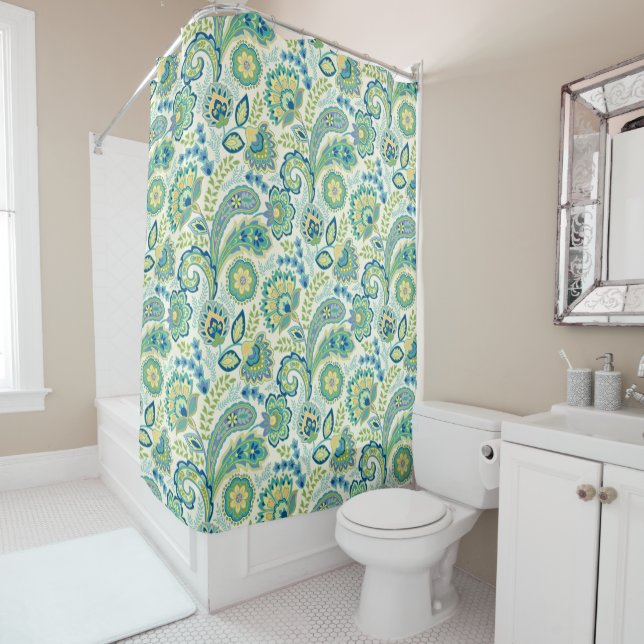 Spring Garden Paisley Shower Curtain (In Situ)