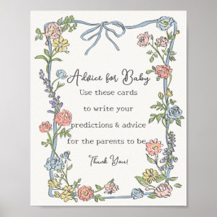 Spring Garden Party Floral Shower Advice for Baby Poster