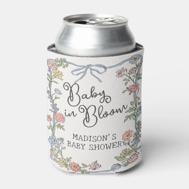 Spring Garden Party Pastel Floral Baby Shower Can Cooler (Can Front)