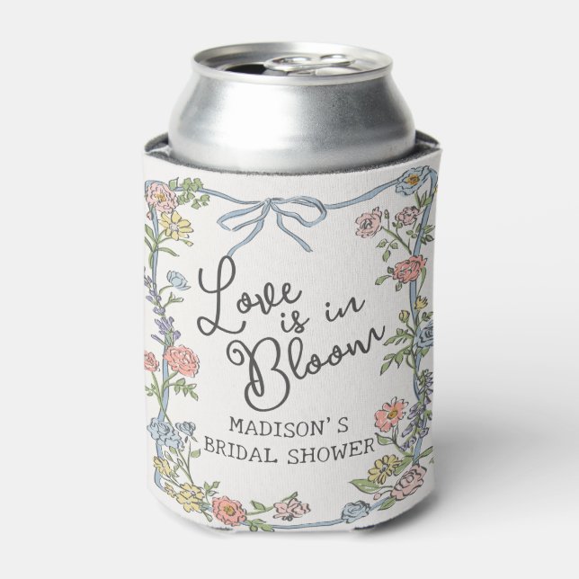 Spring Garden Party Pastel Floral Bridal Shower Can Cooler (Can Front)
