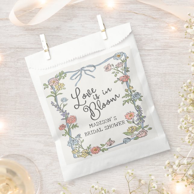 Spring Garden Party Pastel Floral Bridal Shower Favour Bags (Clipped)