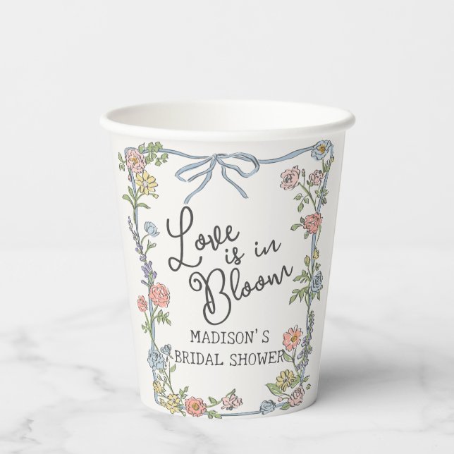 Spring Garden Party Pastel Floral Bridal Shower Paper Cups (Back)