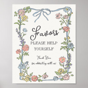 Spring Garden Party Pastel Floral Favors Poster