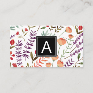 Spring Garden Pattern   Monogram Business Card