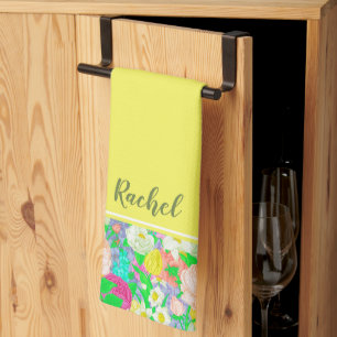 Spring garden personalised kitchen towel