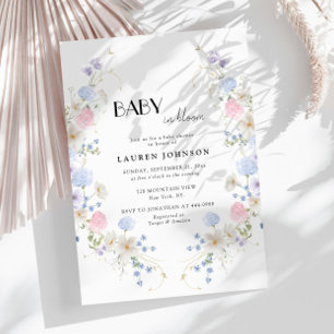 Spring Garden Pink Purple Wildflowers Baby Shower Invitation