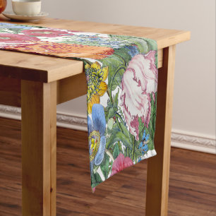 Spring garden short table runner