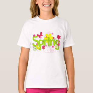 Spring Garden Typography Flowers Butterflies T-Shirt