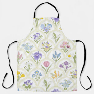 Spring Garden variety flowers in rainbow medallion Apron