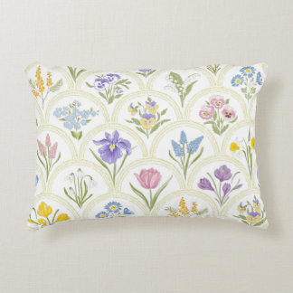 Spring Garden variety flowers in rainbow medallion Decorative Cushion