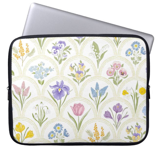 Spring Garden variety flowers in rainbow medallion Laptop Sleeve (Front)