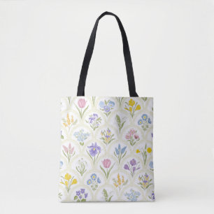 Spring Garden variety flowers in rainbow medallion Tote Bag
