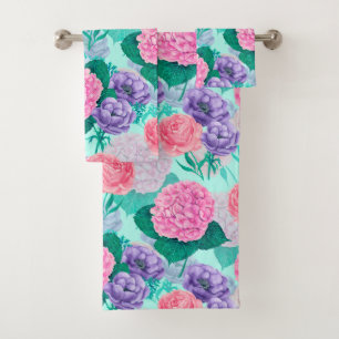 Spring garden watercolor 2 bath towel set